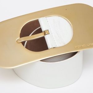 MICHAEL KORS COLLECTION WHITE LEATHER BELT XS
